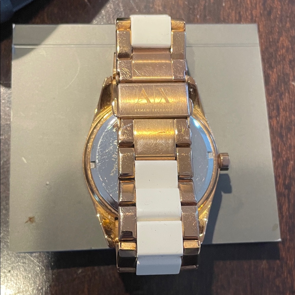 Armani Exchange Gold and White Timepiece - Picture 2 of 3